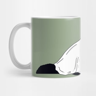 Fluffy Ghost Cat With Fall Green Mug